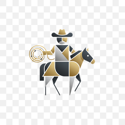 Geometric Cowboy and Horse with Lasso Icon
