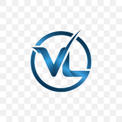Sleek Blue VL Lettermark Logo with Checkmark in Circle