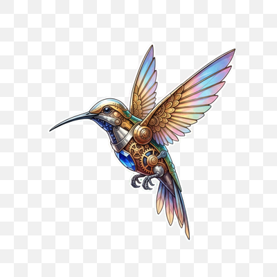 Clockwork Hummingbird with Iridescent Wings