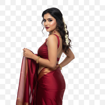 Graceful Gaze: A Portrait in Maroon Saree