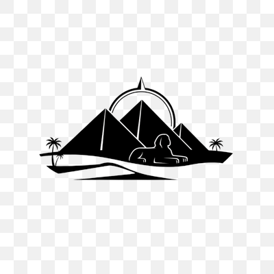 Egyptian Landmarks Silhouette with Compass