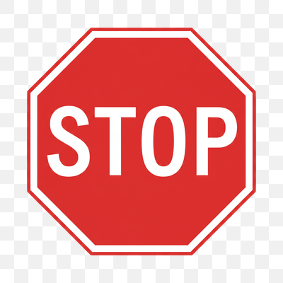 Classic Red Stop Sign on Transparent Background