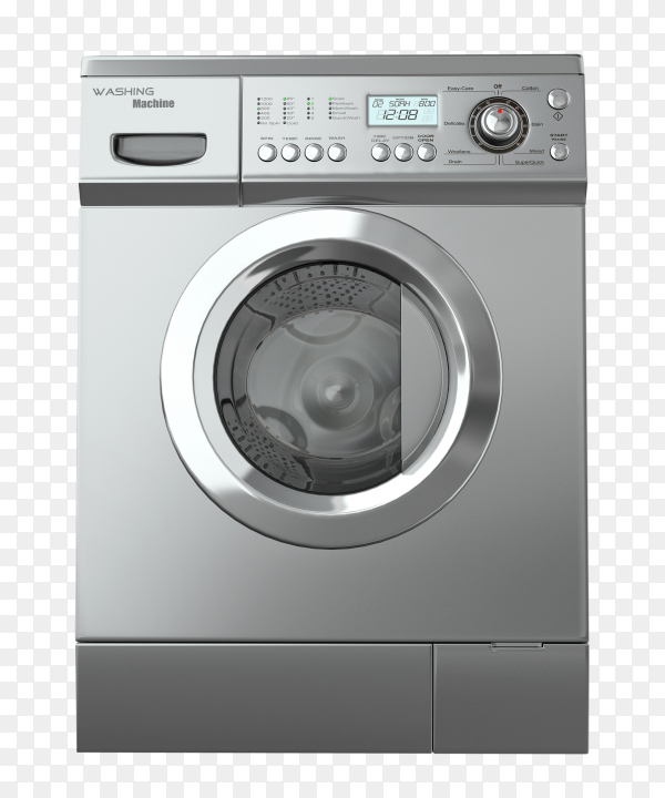 Closed gray washing machine PNG