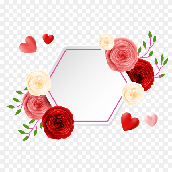 Decorative red beautiful rose with card template Clipart PNG