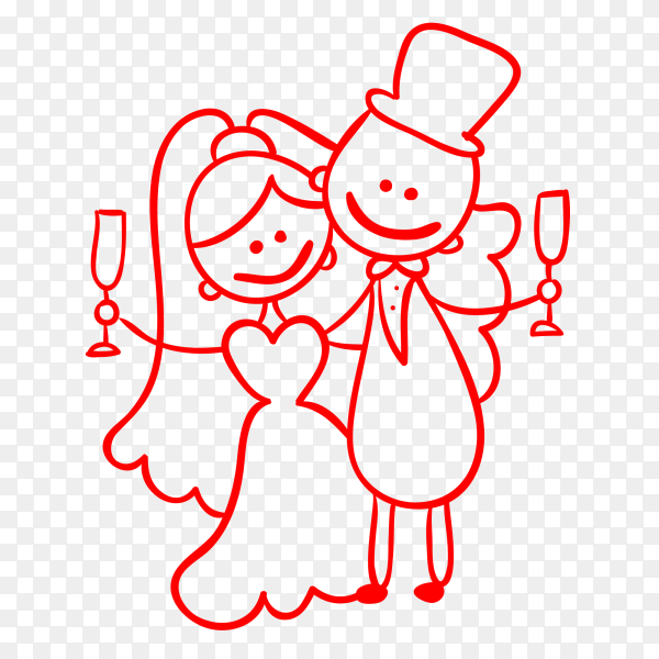 Weeding couple handdrawon vector PNG