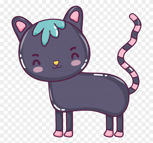 Cute gray cat on transparent background PNG