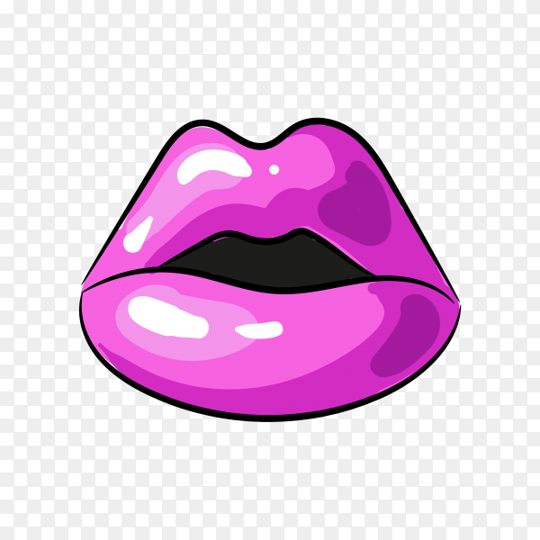 Purple female lips isolated on transparent background PNG