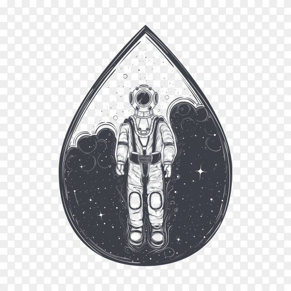 Astronaut with suit and helmet on transparent background PNG