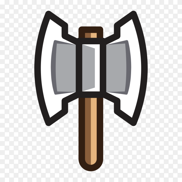 Cartoon Hand drawn Axe for creating video game on transparent PNG